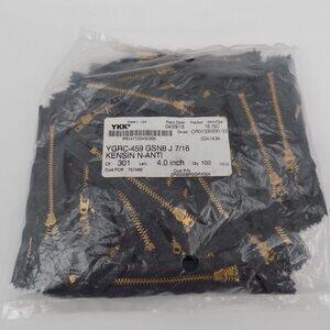 Lot of 100 YKK Metal Zippers Brass 4.0 inch Sewing Closed End Semi Auto Lock NEW